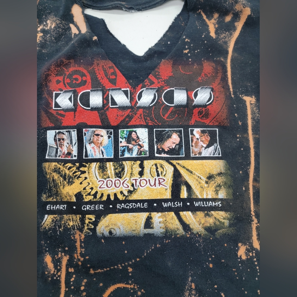 Kansas Rock Band Fringe Shred Concert Tee  Upcycled - Picture 5 of 14